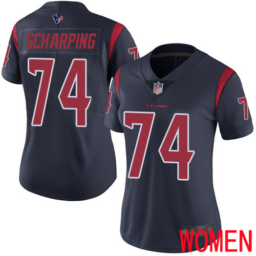 Houston Texans Limited Navy Blue Women Max Scharping Jersey NFL Football #74 Rush Vapor Untouchable